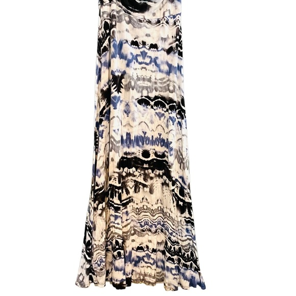 Navy Blue Maxi Skirt Stretchy Navy White Medium - Picture 2 of 3